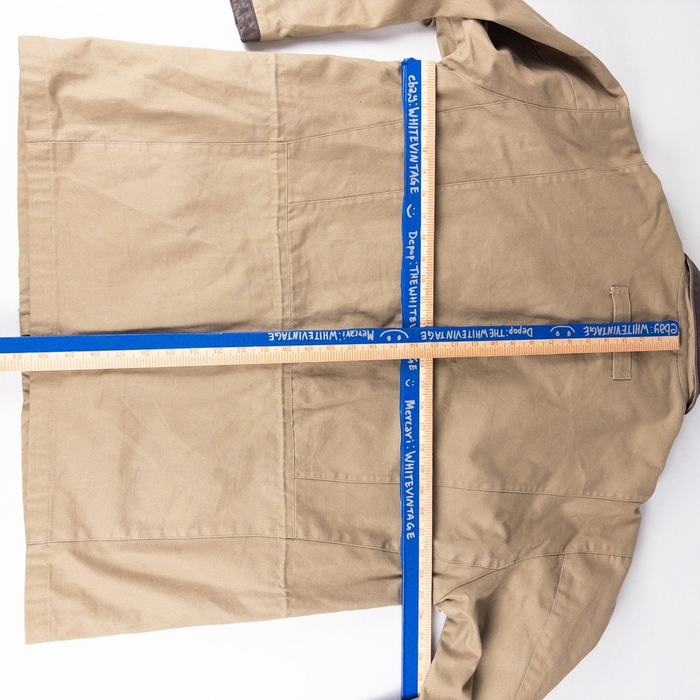 Vintage Field Chore Jacket Men L Tan Leather Collar Shooting Barn Harness Rugged - Picture 6 of 9